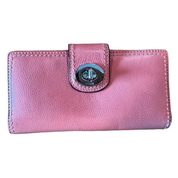 Coach Bags Coach Silver Turnlock Salmon Pebble Leather